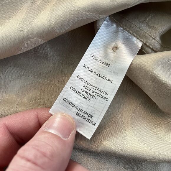 CONSEQUENCE MENS BUTTON DOWN SHIRT MEDIUM JACQUARD RAYON BLEND WHITE NWT WHITE - Picture 6 of 11